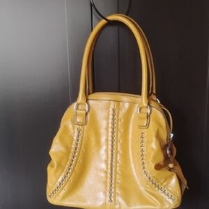 Nine West Yellow Faux Leather Handbag